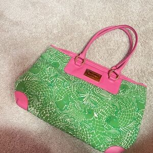Lilly Pulitzer Pink and Green Tote Bag